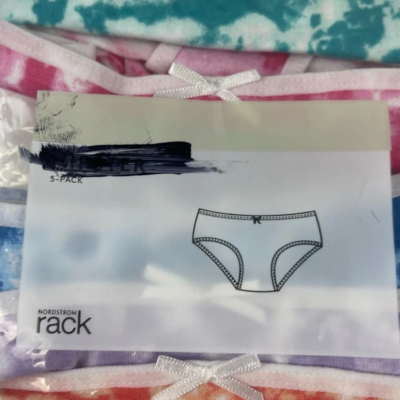 NEW Nordstrom 5 Pack Hipster Underwear Girls Size 2 / 3 Tie Dye Multicolor - Picture 9 of 11
